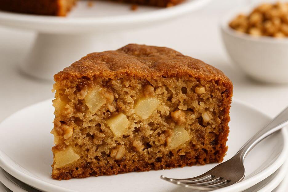 slice of fresh apple cake
