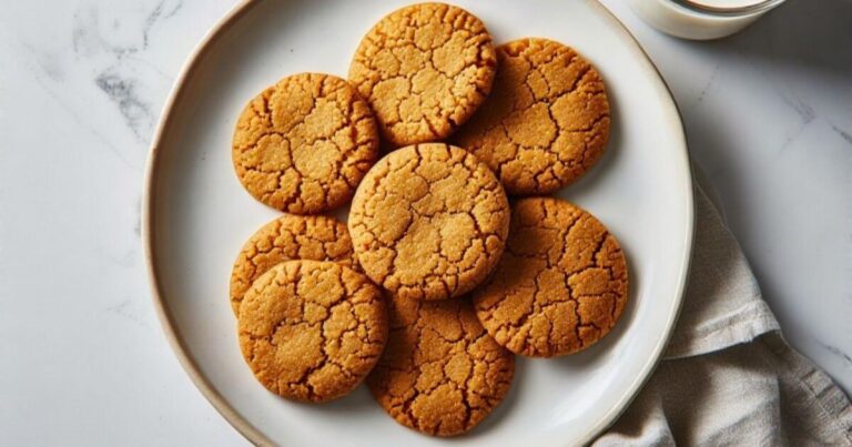 Chewy pumpkin cookies stacked on a modern ceramic plate with soft cracks and golden-orange texture