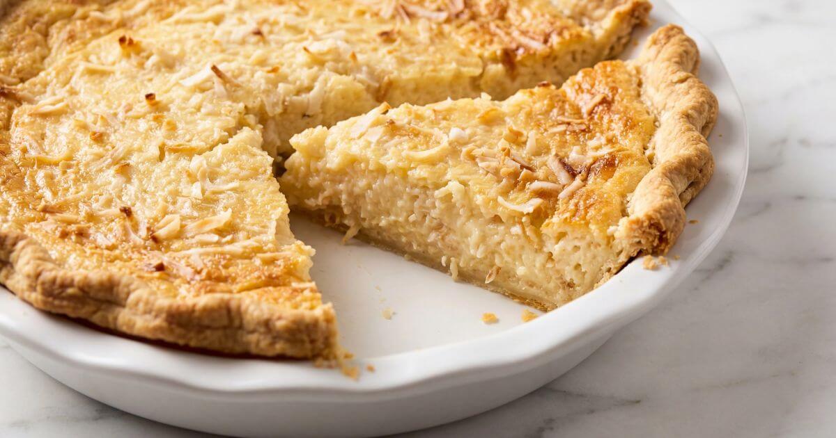 How to make a classic coconut custard pie with creamy coconut filling and golden flaky crust, sliced and ready to serve
