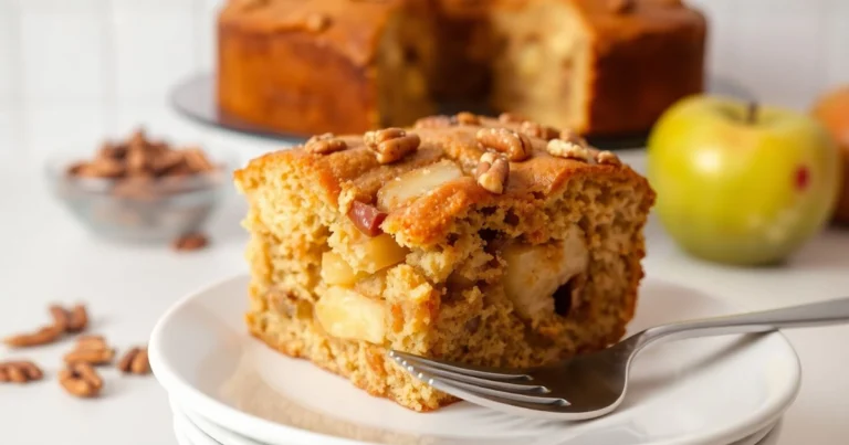 A freshly baked apple cake with a golden brown crust