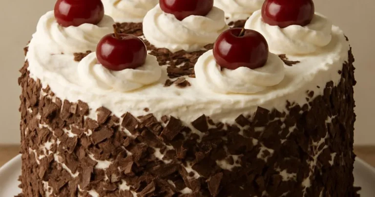 How To Make Black Forest Cake Recipe With Cake Mix - A delicious homemade cake decorated with whipped cream, cherries, and chocolate shavings.