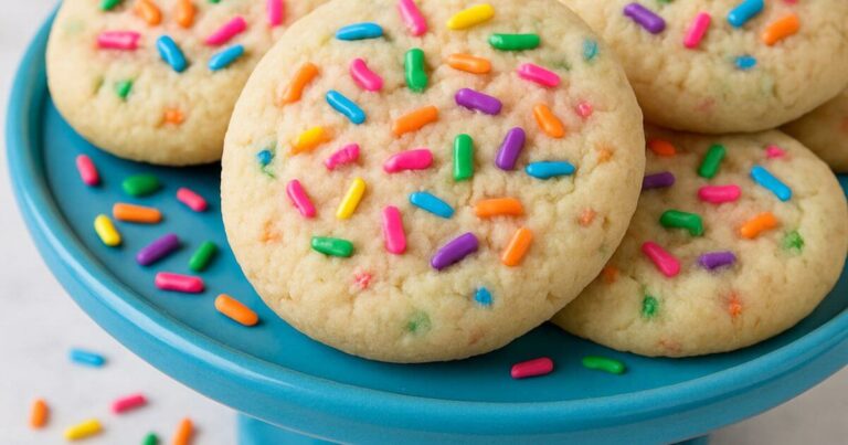 Easy 3-ingredient birthday cookies on a blue plate