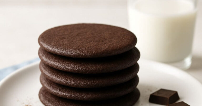 Freshly baked chocolate wafer cookies arranged on a plate, ready in just 20 minutes.
