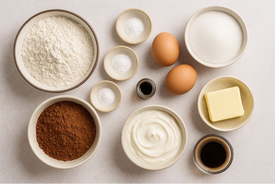 Ingredients for Chocolate Espresso Cupcakes