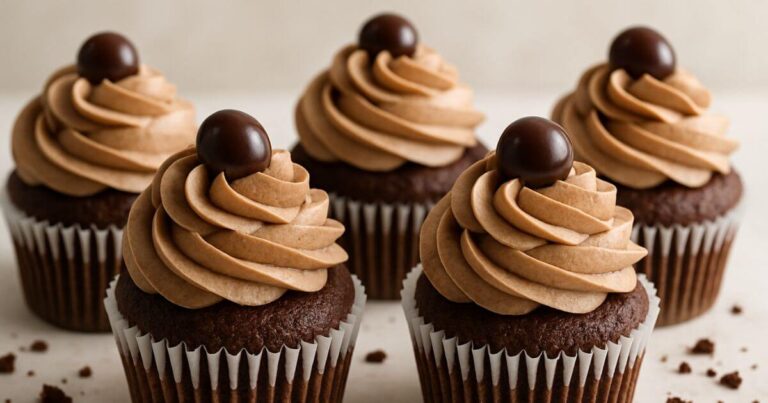 The Ultimate 6-Step Guide to rich and moist Chocolate Espresso Cupcakes topped with creamy frosting
