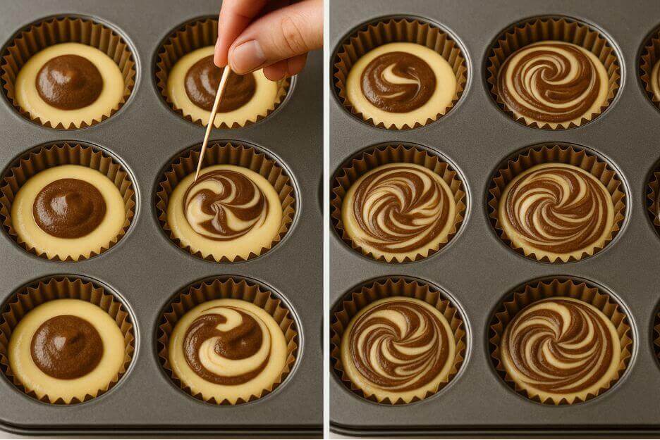 Swirl for the marble cupcakes effect