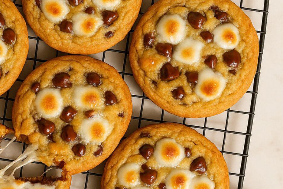 chocolate cookies with marshmallow finish