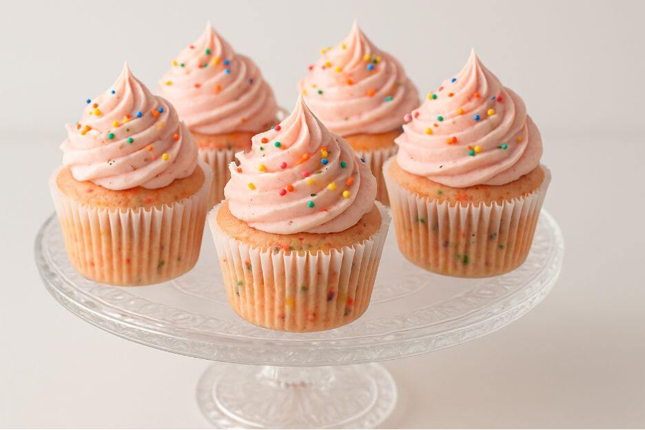 Strawberry Confetti Cupcakes
