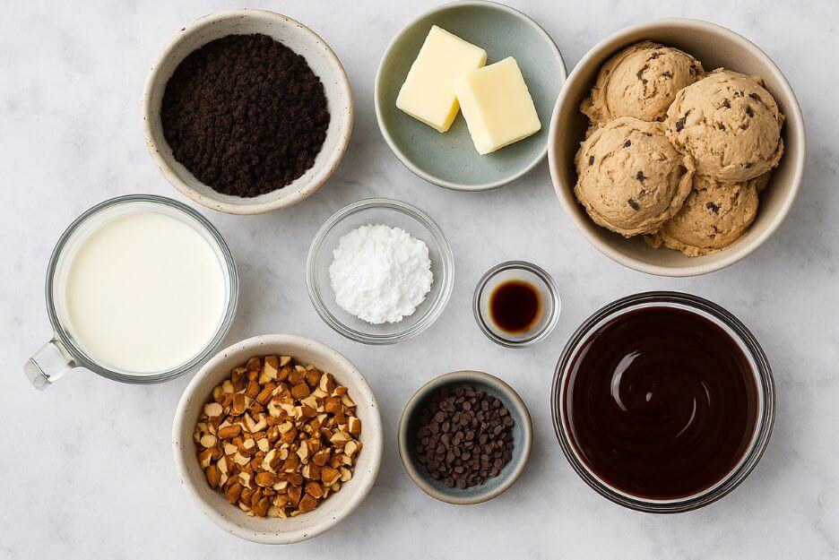 Ingredients for Mud Pie Ice Cream