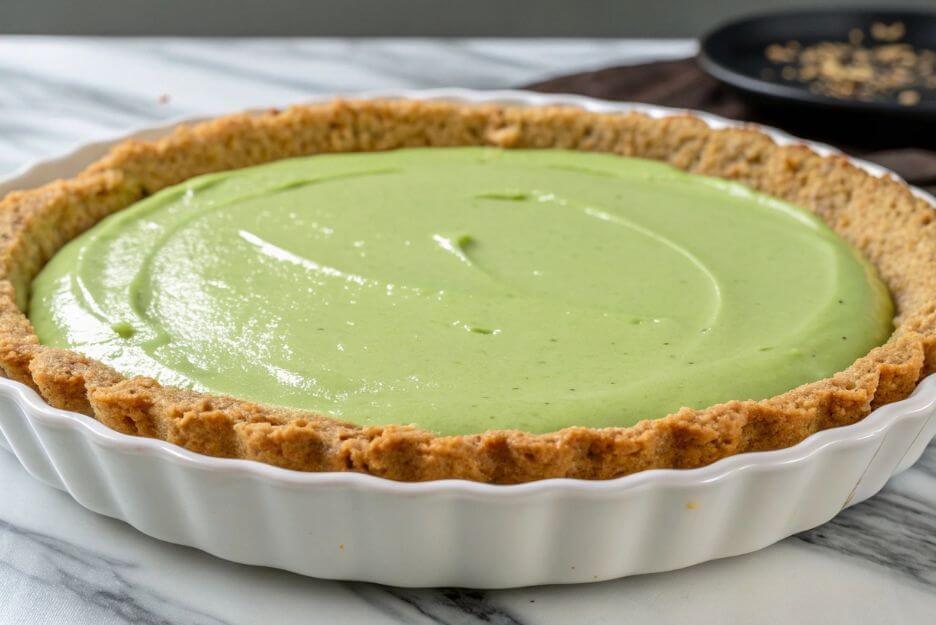 pistachio filling into the chilled crust