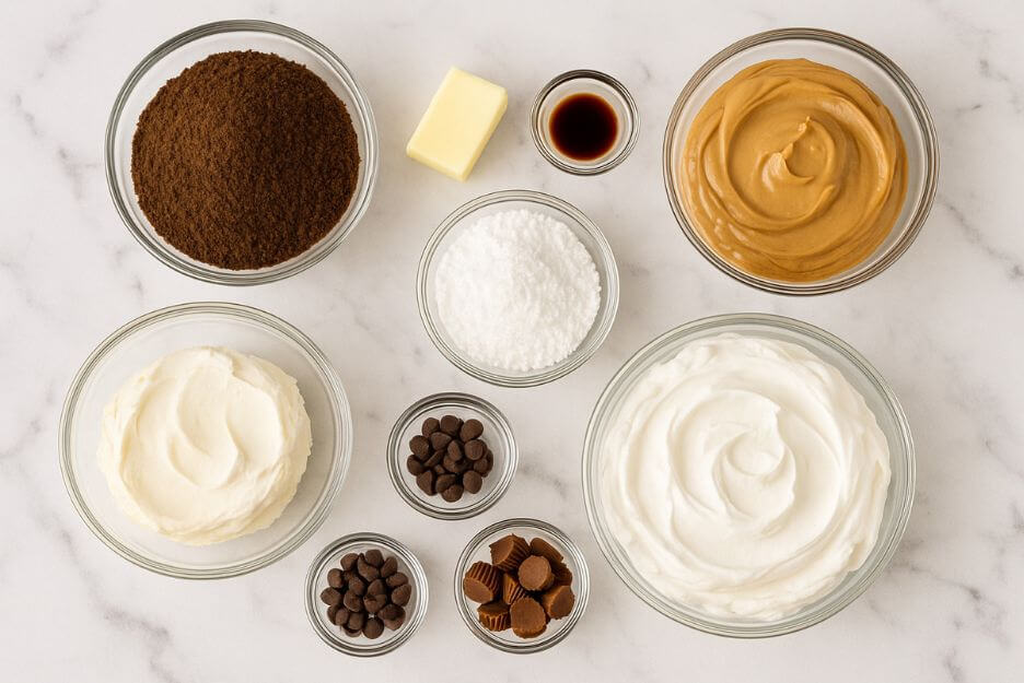INGREDIENTS FOR PEANUT BUTTER CHOCOLATE PIE