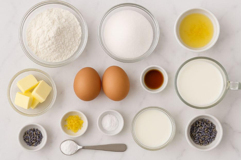 Ingredients for Perfect Lemon Lavender Cupcakes