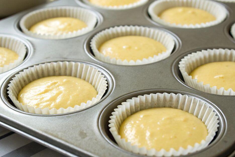 Spoon batter into prepared liners