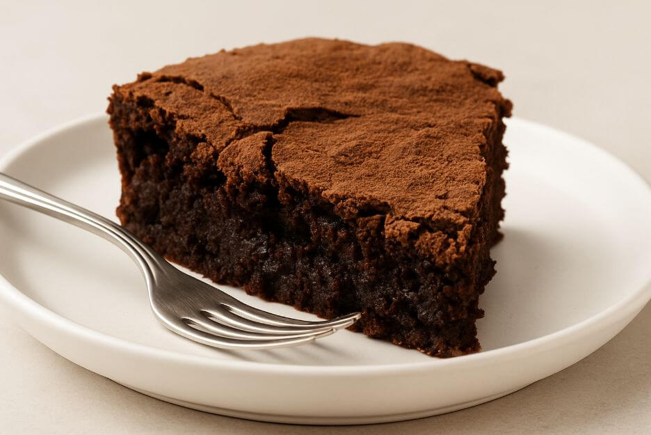 slice of easy brownie cake recipe