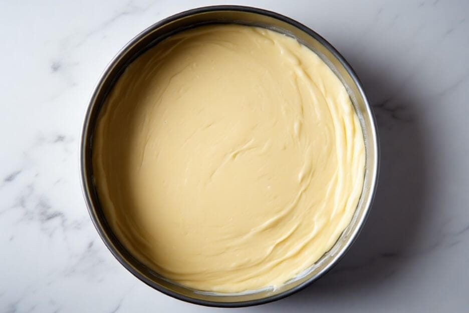Pour batter into pan and bake.