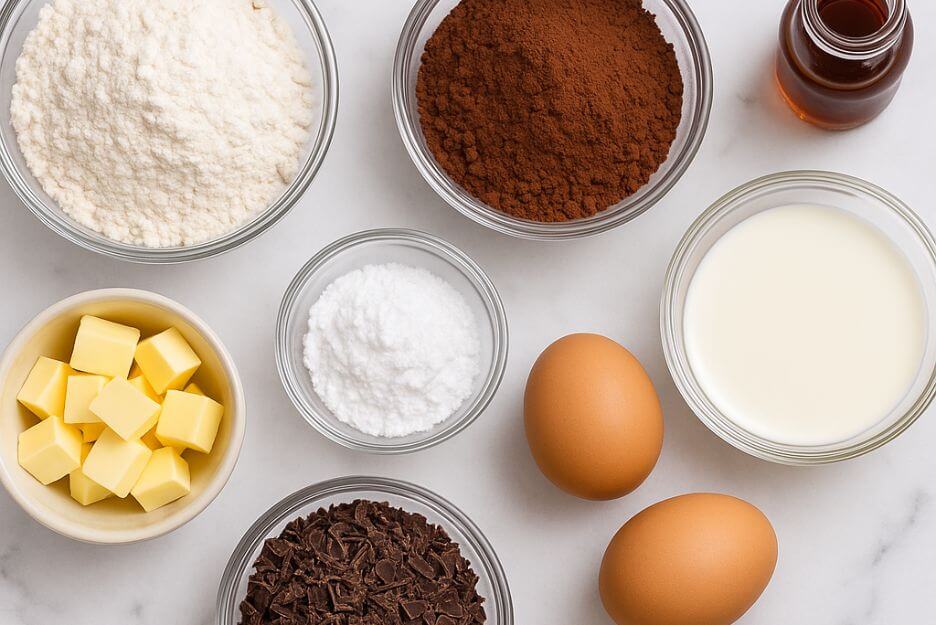 Ingredients chocolate tart recipe