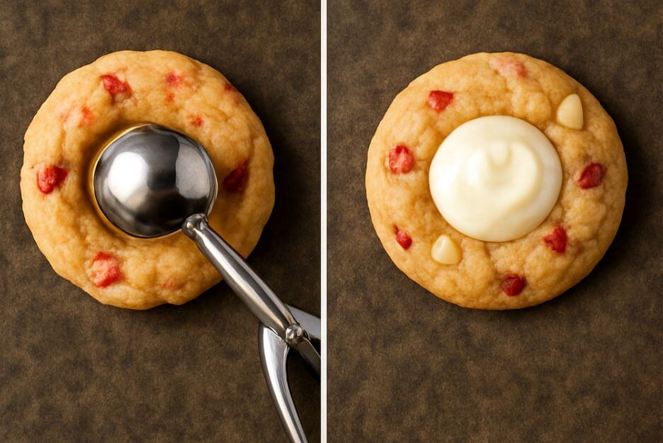Place a frozen cheesecake filling dollop