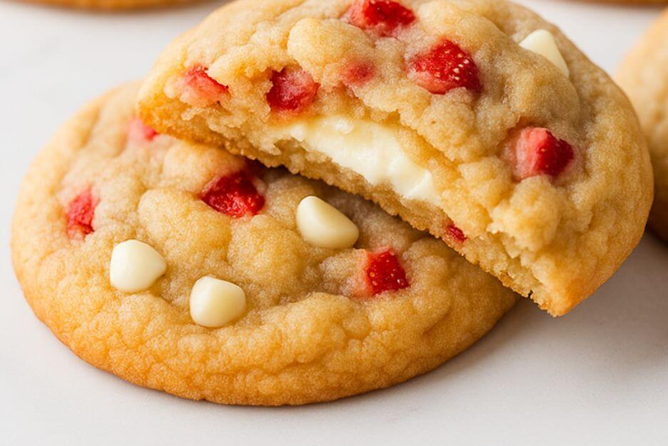 soft strawberry cheesecake cookies