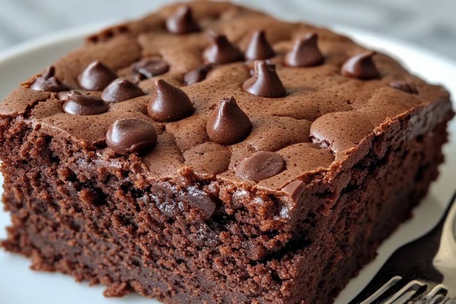 Chocolate Banana Cake slice on a plate