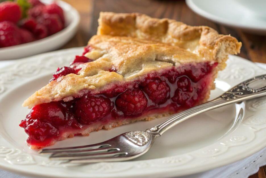 Slice of raspberry pie