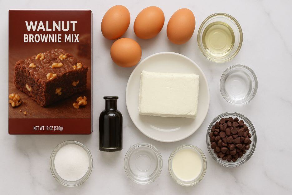 Ingredients for Hot Fudge Sundae Brownie Cheesecake