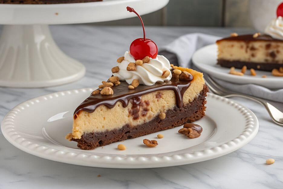 Best Hot Fudge Sundae Brownie Cheesecake