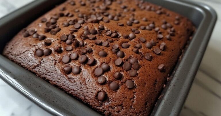 Chocolate Banana Cake, showing moist texture and rich chocolate, made with 5 simple ingredients