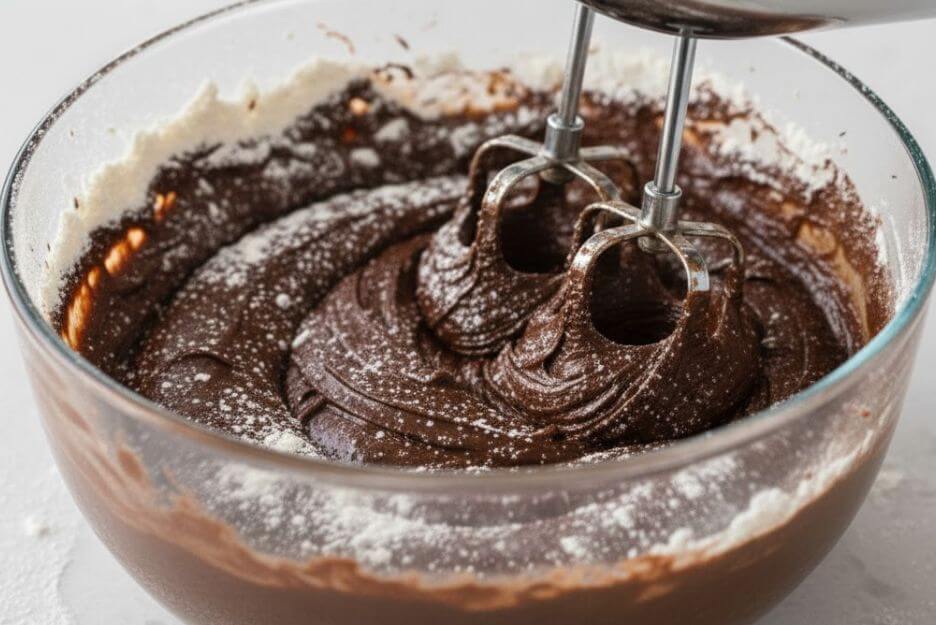 Combine mixtures chocolate crinkle cookie dough