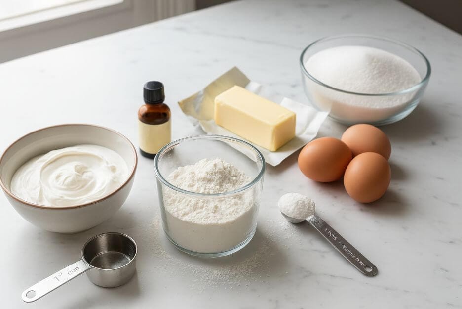 Ingredients Section of Bundt cupcakes