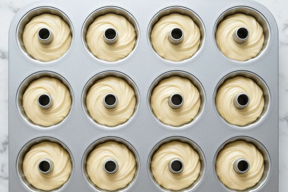 Fill the Pans of bundt cupcake