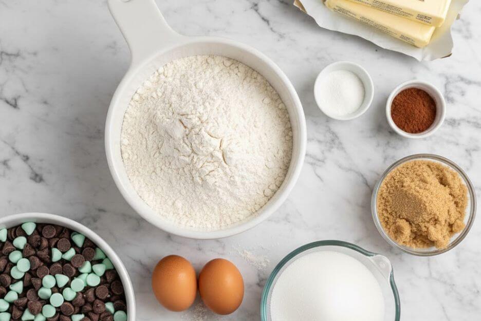 Ingredient for Chocolate Chip Mint Cookies