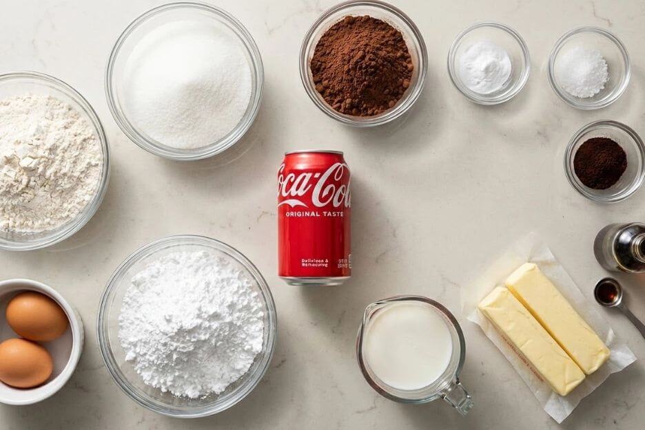 Ingredients for Coca Cola Cake