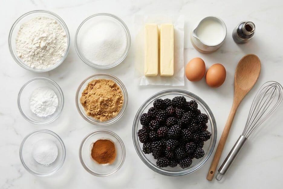 ingredients for blackberry coffee cake 