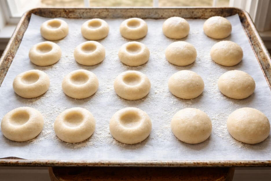 dough at a time and roll it into a ball