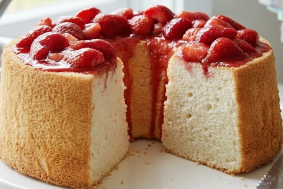 easy strawberry angel food cake