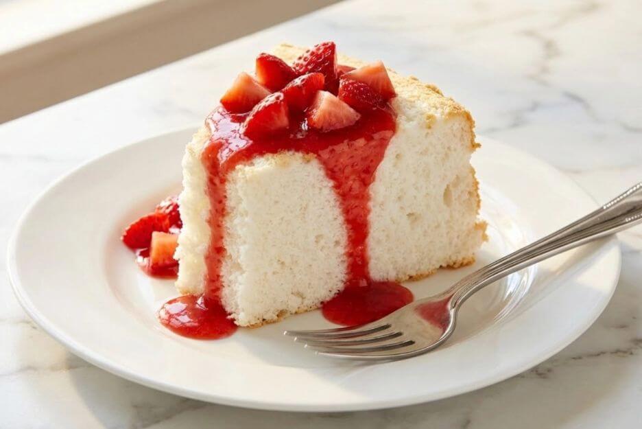 fluffy angel food cake strawberries