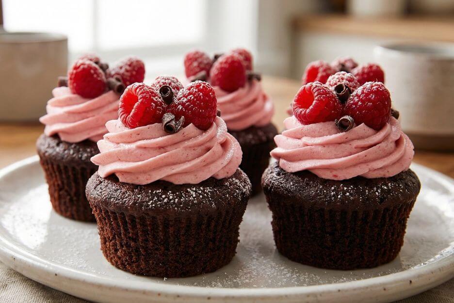 easy chocolate raspberry cupcakes