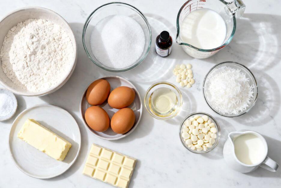 Ingredient for White Chocolate Coconut Bundt Cake