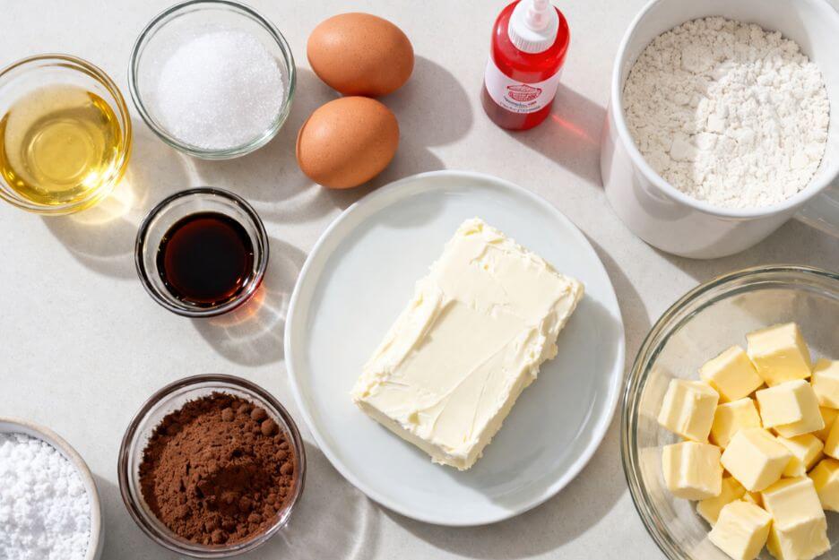 Ingredients for Red Velvet Brownies Recipe