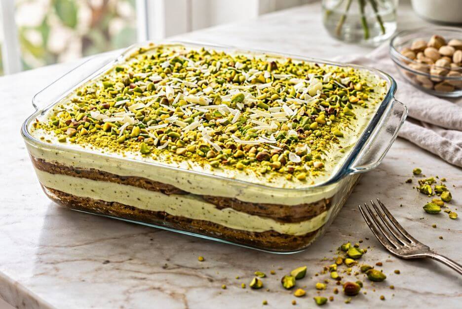 homemade pistachio tiramisu
