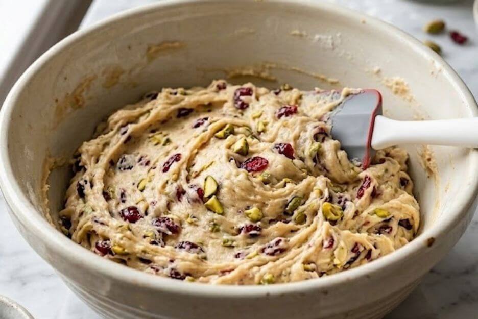 easy cranberry pistachio shortbread cookies dough