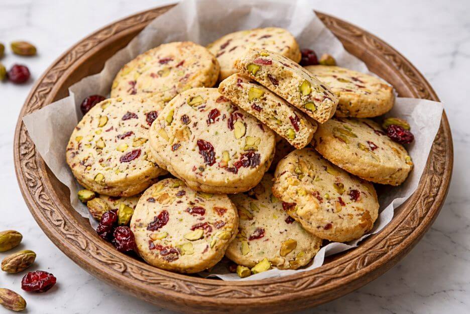 cranberry pistachio shortbread cookies recipe