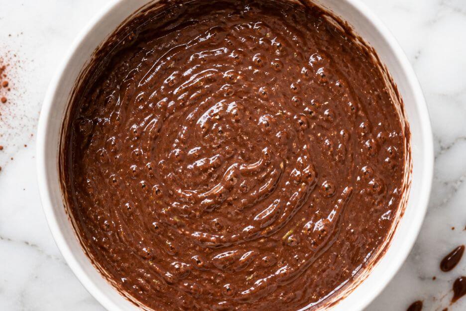 moist Batter of chocolate  zucchini cupcake