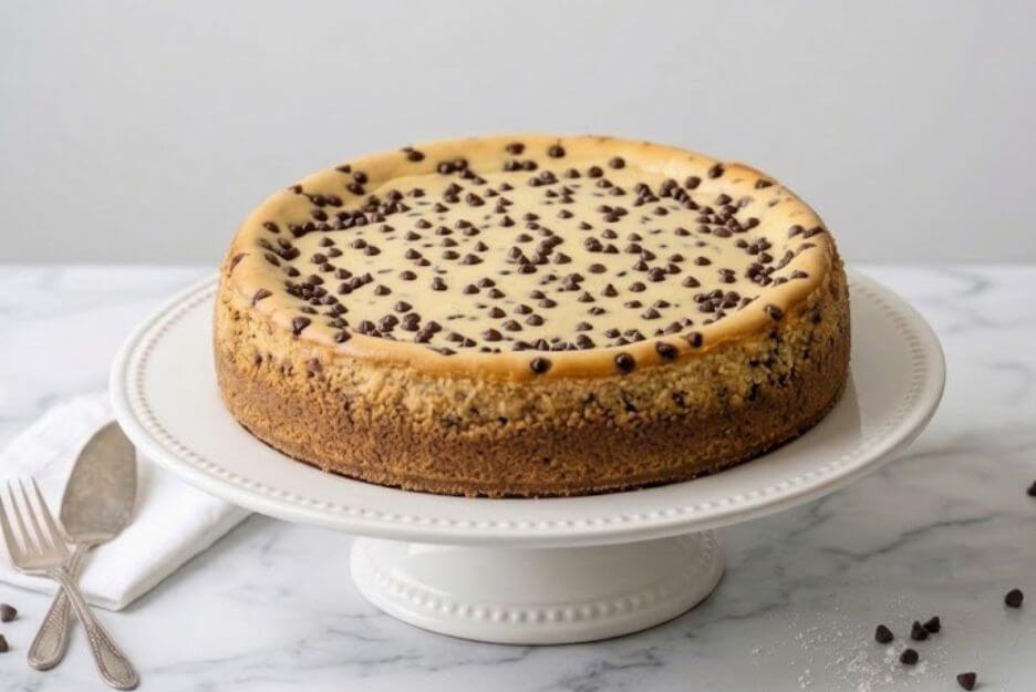 homemade chocolate chip cheesecake