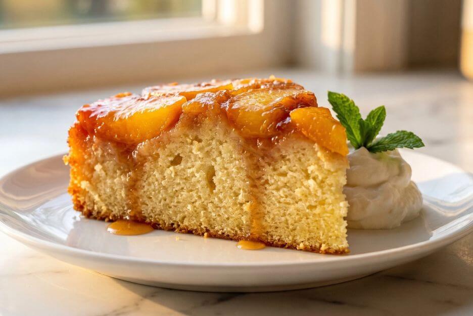 moist peach upside down cake