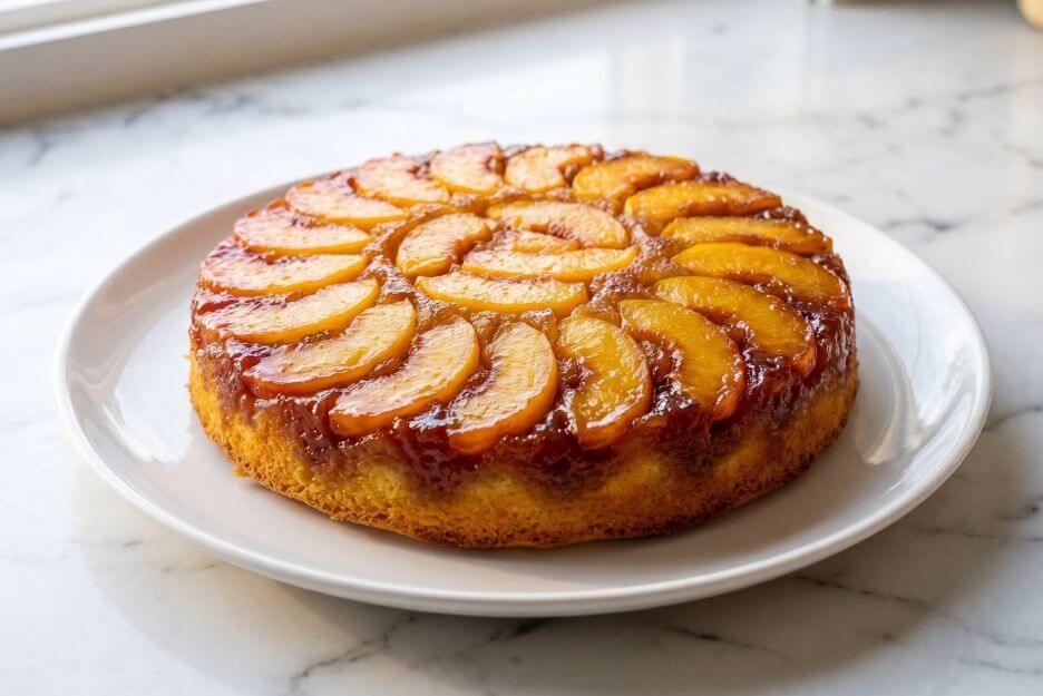 peach upside down cake is soft