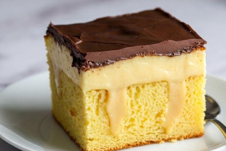 Summer poke cream cake dessert