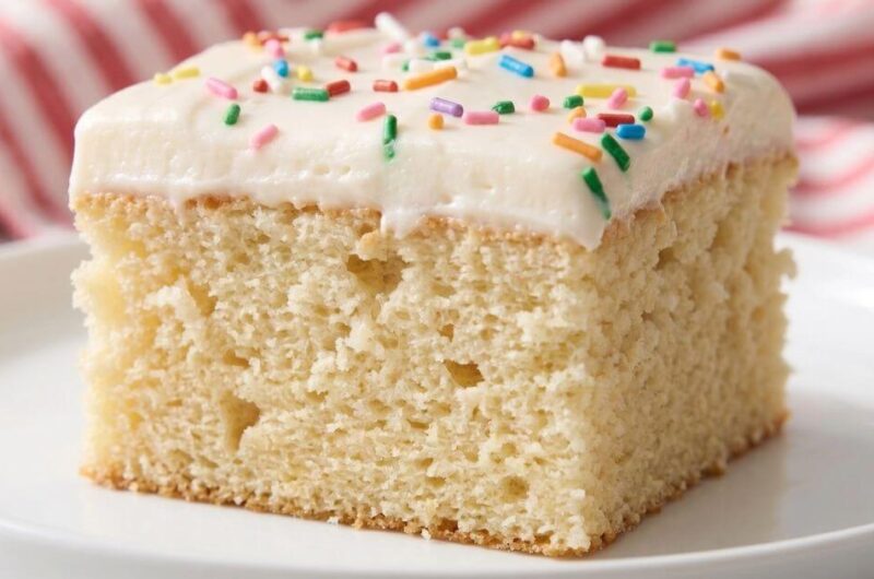 Best Vanilla Sheet Cake With Fluffy Buttercream Frosting