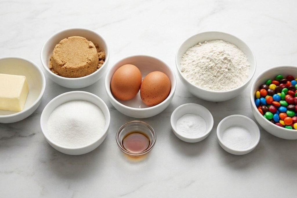 Ingredients for M&M Cookies