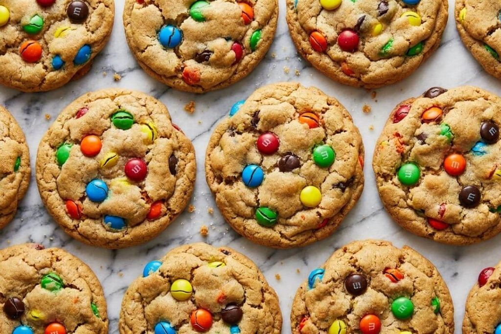 soft and chewy M&M cookies